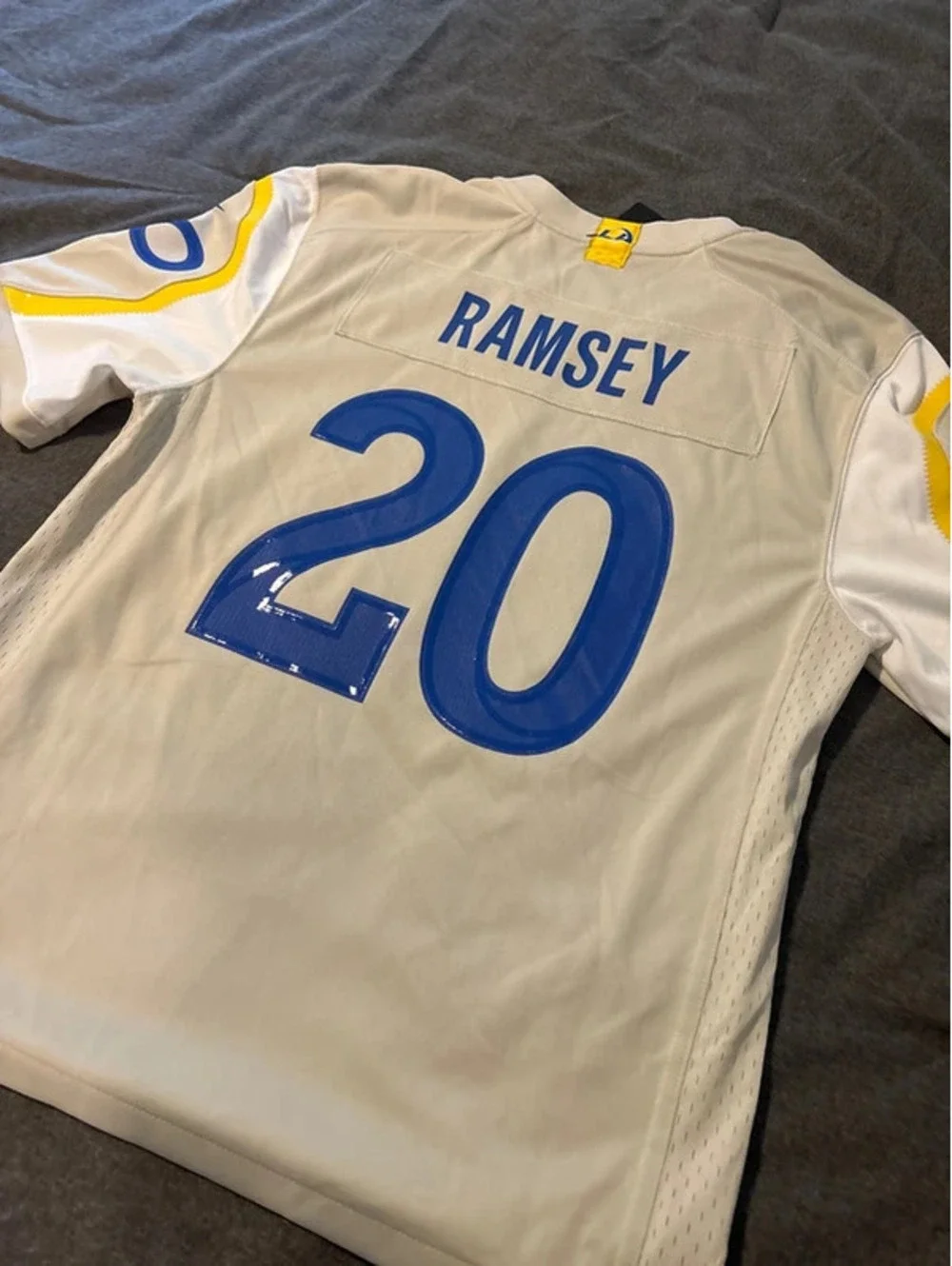 Los Angeles Rams Jersey Boys Large Beige NFL Football Nike Jalen Ramsey 20